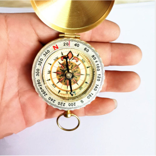 Wholesale Multifunctional Mini Golden Hiking Brass Outdoor Military Compass