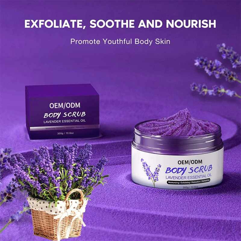 Private label Lavender Body Scrub Wholesale Vitamin C Whitening Moisturizing Exfoliating Body Scrub