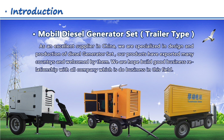 30kw 50kw 80kw 100kw mobile trailer silent type diesel generator set