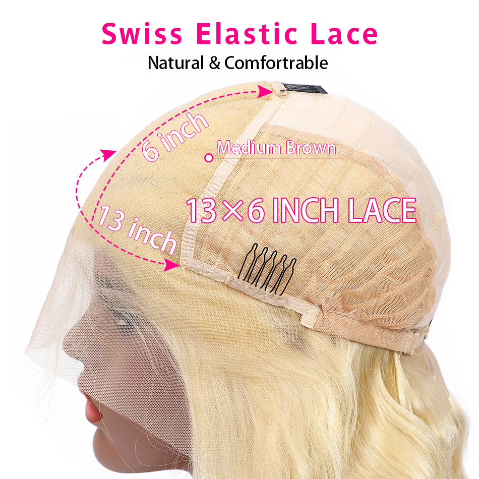 Body Wave Virgin Human Hair Lace Front Wigs 13*6 613 Blonde Lace Wig