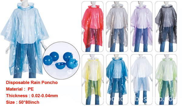 Disposable Adult PE Rain Ponchos