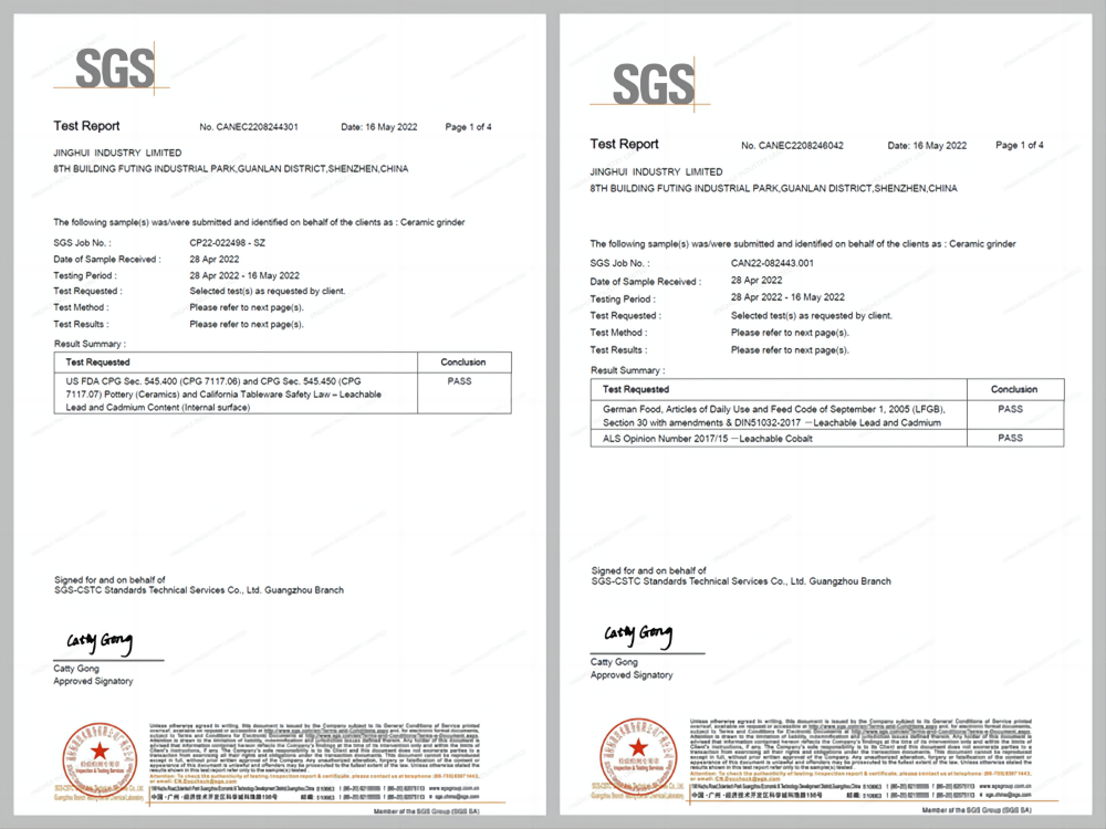 Certificates for Our Ceramic Grinding Burr(1)