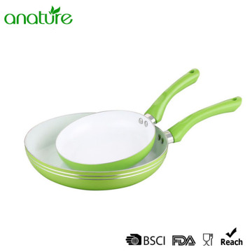 Sprial Pressed Green Aluminum Ceramic Interior Fry Pan