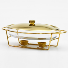 Oval Gold Chafing Dish Stand for Catering Equipment and Buffet Soup Pots