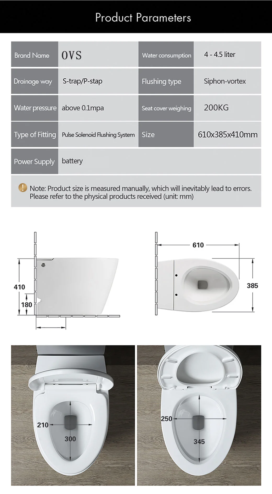 Environmentally-Friendly Electronic Pulse Solenoid Ceramic Bathroom Intelligent Toilet