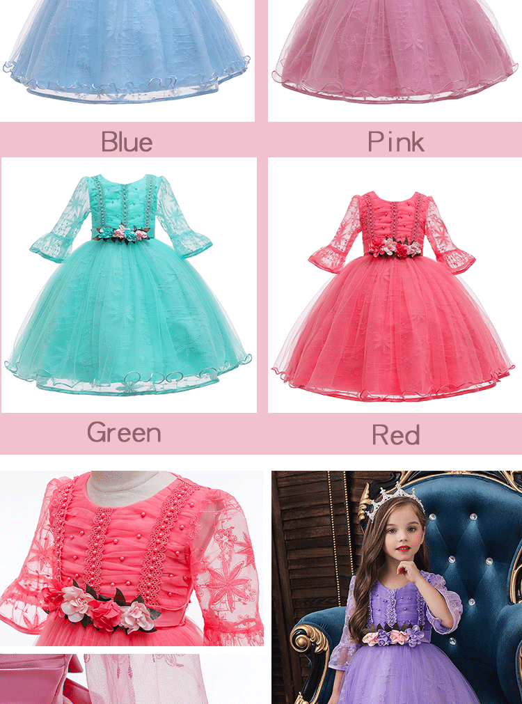 Green Color Cheap Flower Girl Dress Wholesale Dress Shirts Hello Kitty Children Summer Dress