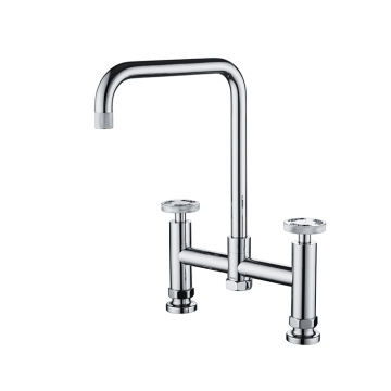 Twin Handle Commercial Gunmetal Kitchen Sink Faucet