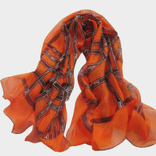 Large Square Orange Silk Scarf Chiffon Shawls