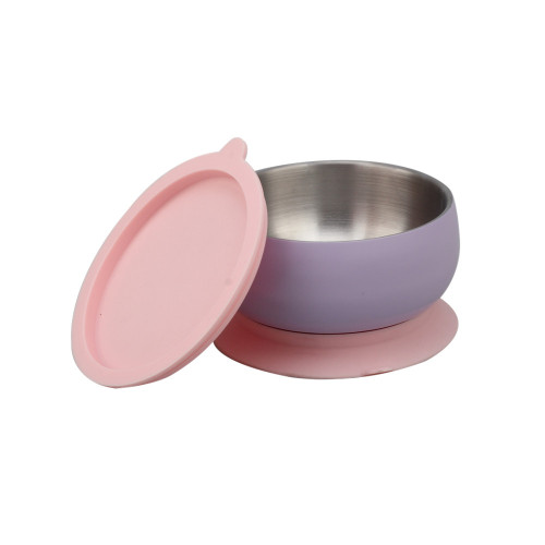 Baby Feeding Bowl with Silicone Base and Lid