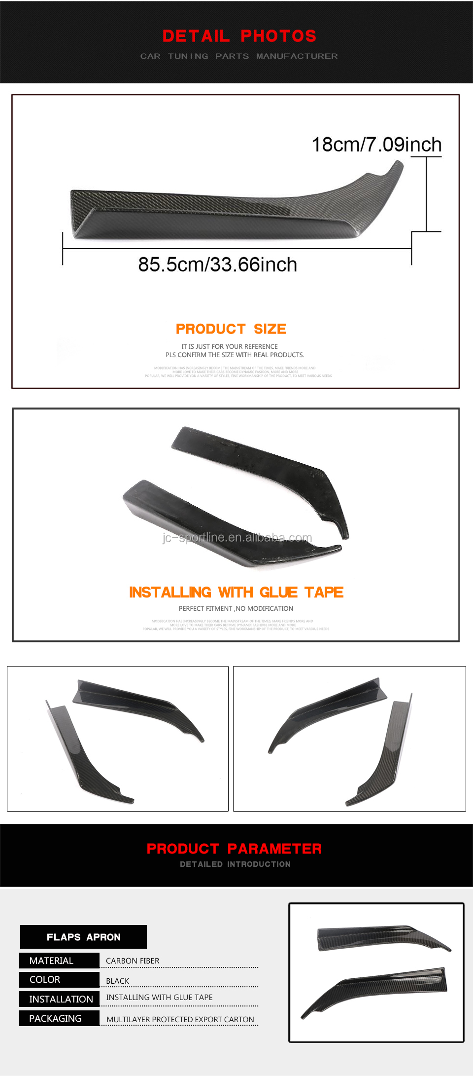 Universal Carbon Fiber F90 F80 F30 Rear Splitter for BMW Mercedes AUDI Volkswagen