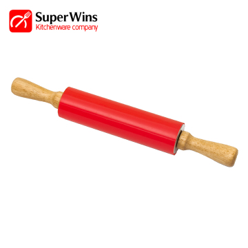 Smooth Wooden Handles Easy Grip Silicone Rolling Pin