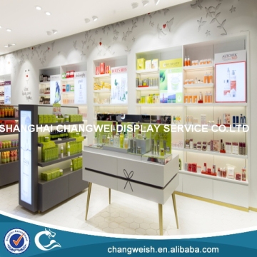 cosmetic display table and cosmetic display counter