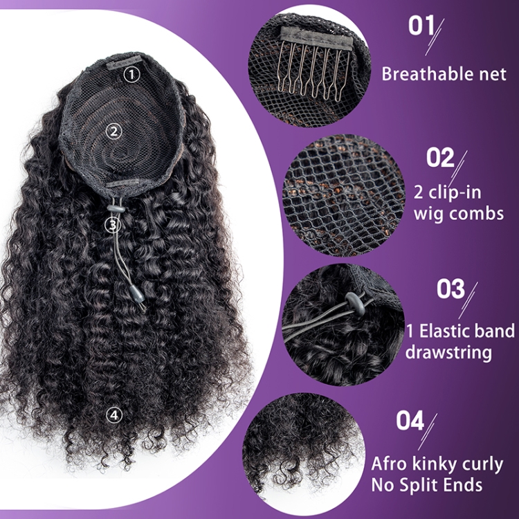 8a grade deep wave 30 inch Wholesale price Human Hair ponytail Cuticle Aligned Hair Free Sample Silky Brazilian Hair ponytail