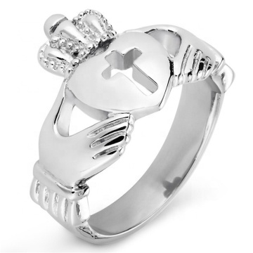 Yiwu Aceon Stainless Steel Claddagh Ring with Cut-out Cross