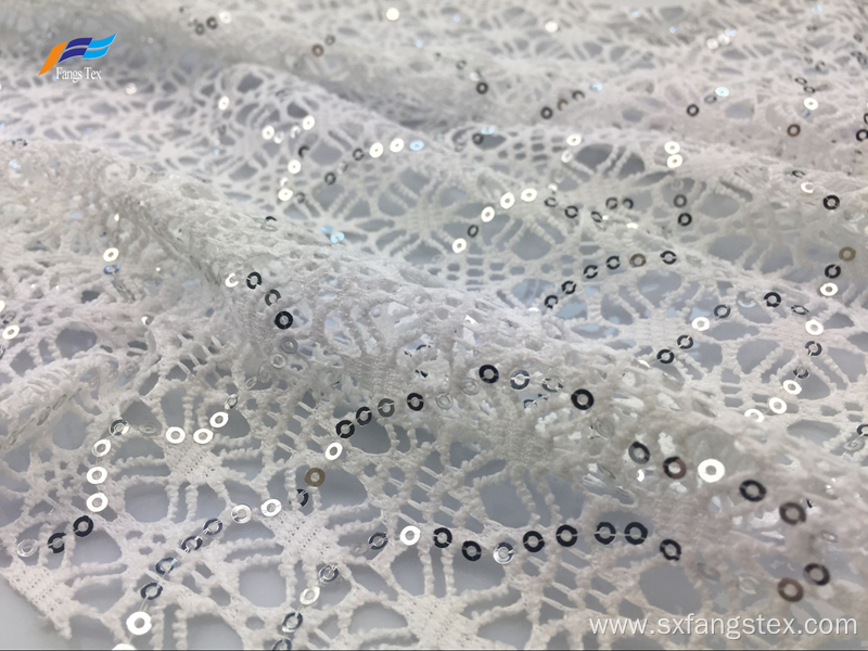 Polyester Water Soluble Embroidered Lace Ladies Dress Fabric