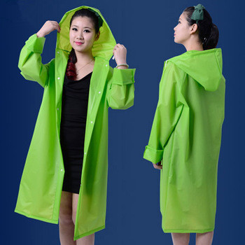 Long Style Translucent Hooded Waterproof EVA Raincoat