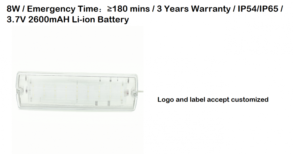 Mamparo LED comercial IP54 / IP65 Luz de emergencia LED