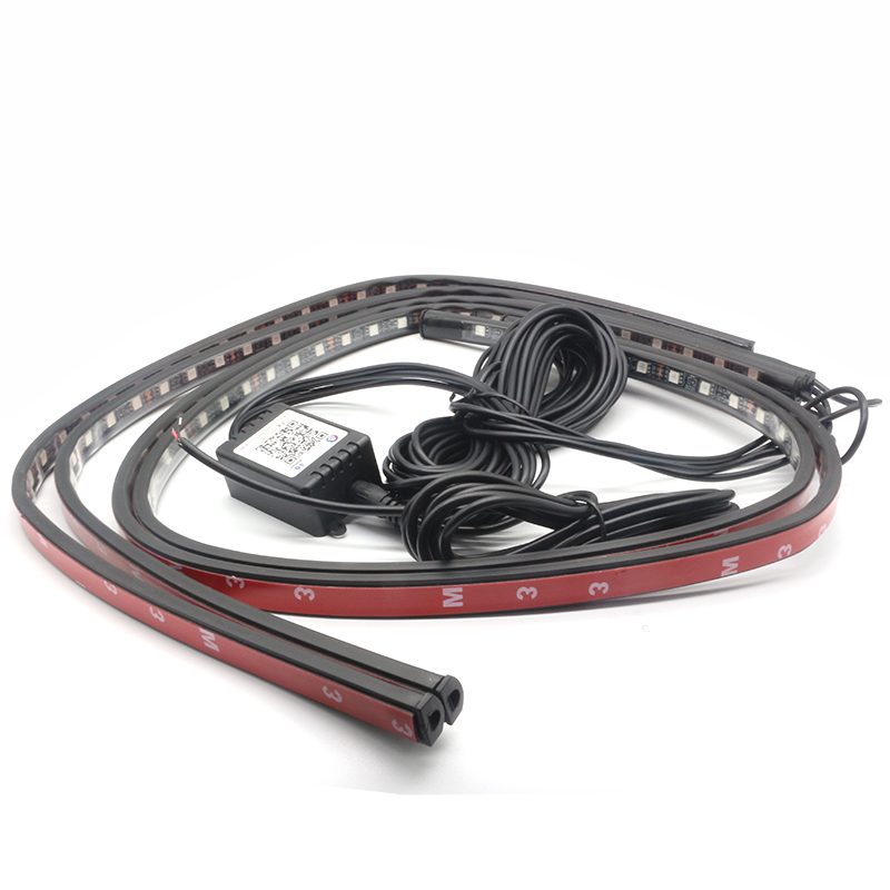 4pcs APP remote voice Control Car LED Chassis flexible strip RGB Underbody Glow Car Atmosphere Light  under auto ambient light