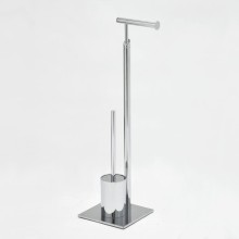 chromed round metal toilet brush holders