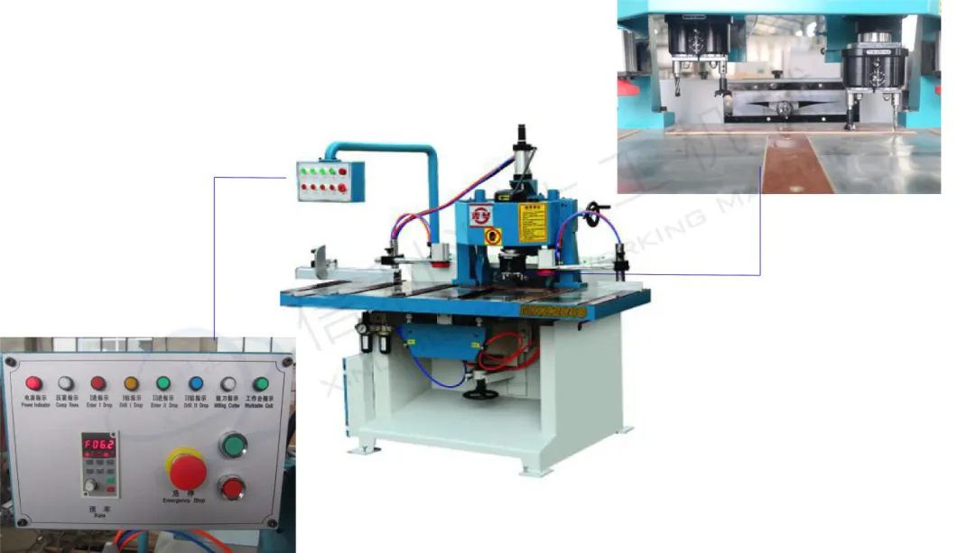 Locking Machine, Double End Door Lock Hole Mortising Machine Chain Mortiser, , Wooden Chisel Mortiser