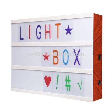 Customizing colored letter light box, wooden looking letter light box