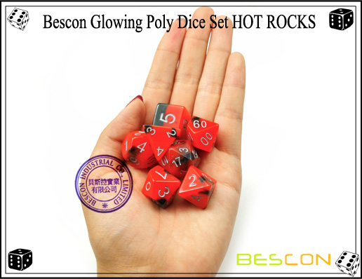 Bescon Glowing Poly Dice Set ROCAS CALIENTES-7 Bescon Glowing Poly Dice Set HOT ROCKS-7