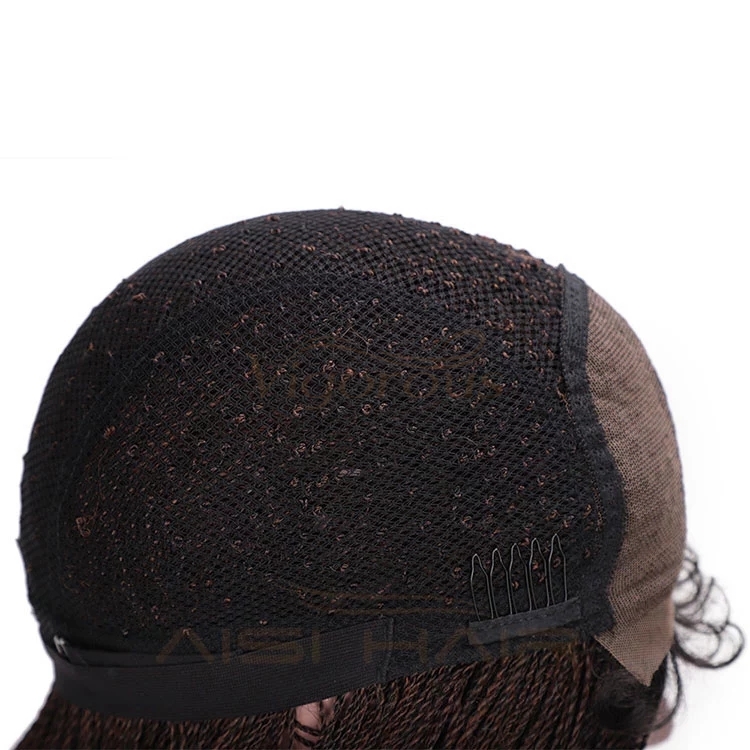 Vigorous Long African High Temperature Synthetic Ombre Twist Braided Lace Front Wig Braid Hair for Black Women