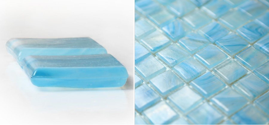 Blue Patterned Glass Mosaic Tiles
