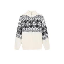 Pullover foderato con mezza zip lavorata a maglia jacquard da uomo