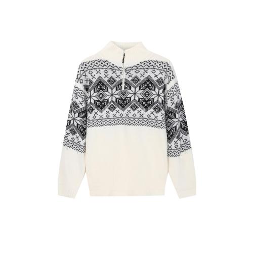 Pullover foderato con mezza zip lavorata a maglia jacquard da uomo