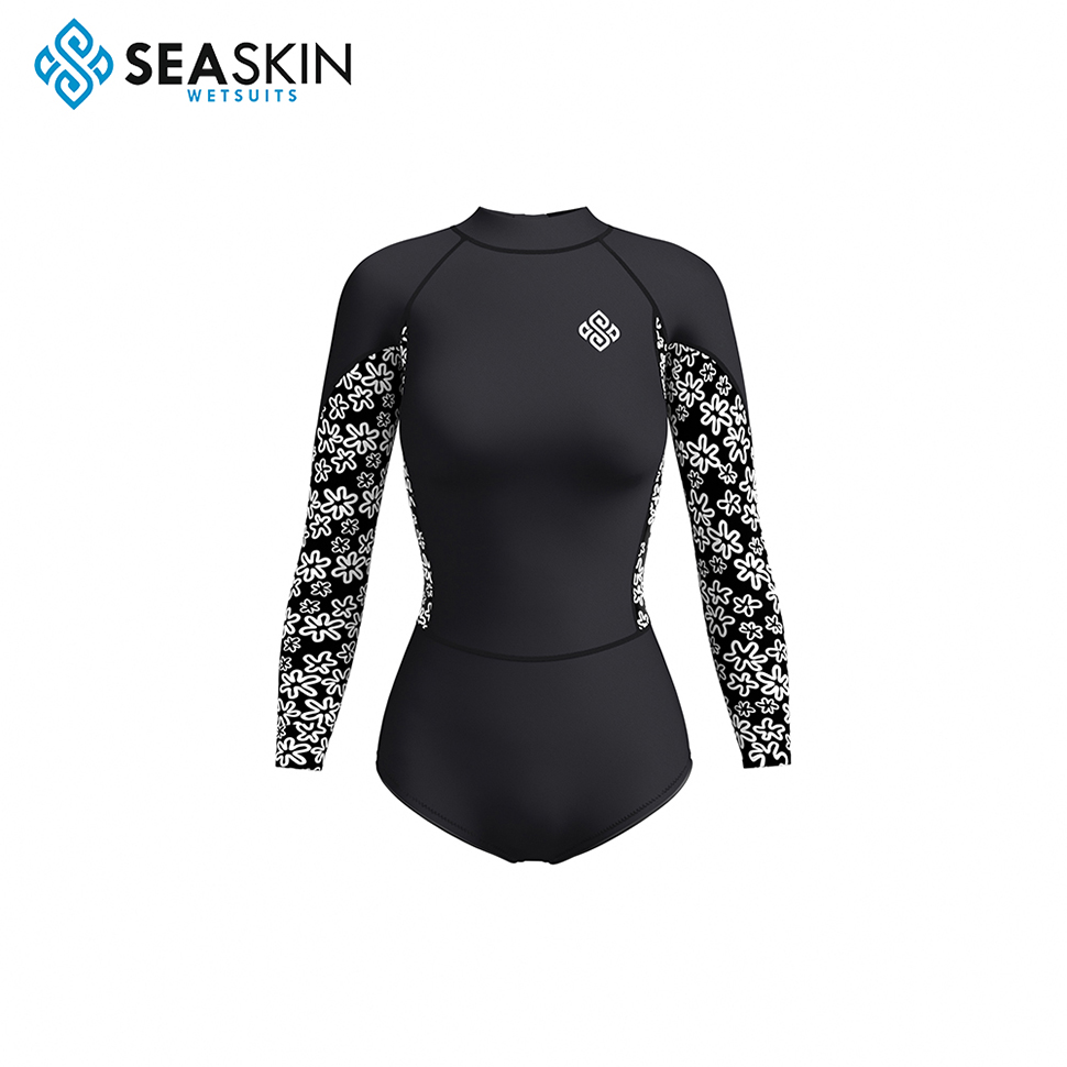 Seaskin 2mm Wanita Lengan Panjang Super Stretch Bikini Wetsuit