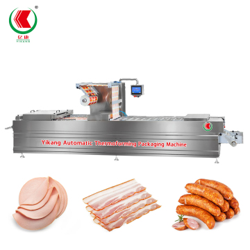Sausage Bacon Thermoforming Continuous Stretch Film Vacuum Packaging Machine Meat Thermoforming Vacuum Packaging Machine
