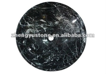 Black Marble Round Vessel Sink Bowl