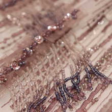Sequin and Beaded Tassels Embroidery Fabric for Wedding Dresses and Party Gowns