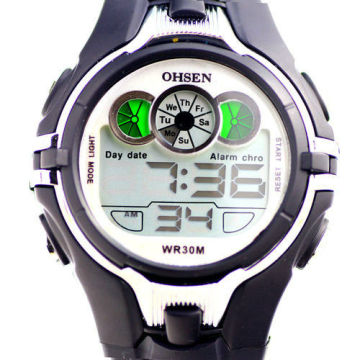 Black Digital Chronograph Waterproof Watches Ohsen For Diving