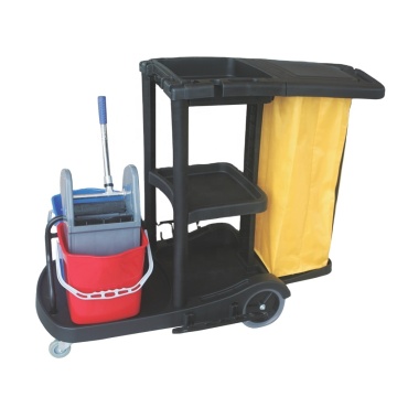 Factory Supply Deluxe Janitorial Cart: Features Double Buckets & Wringer for Efficient Cleaning Operations