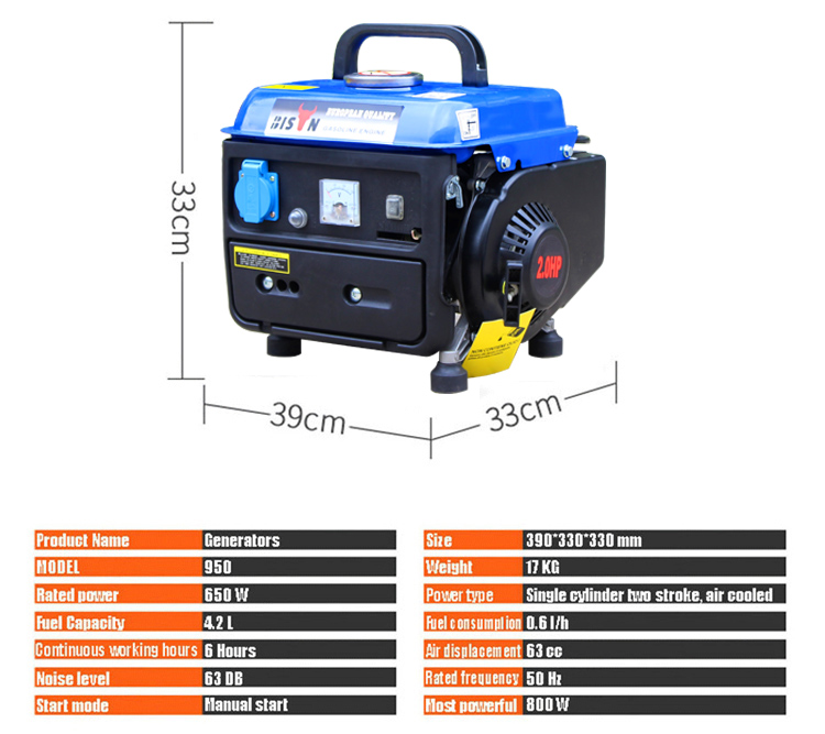 Bison 650w 220 volt Small Portable Petrol Gasoline Mini Generator 12v dc