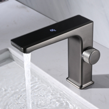 Intelligent LED Digital Display Brass Bathroom Basin Faucet