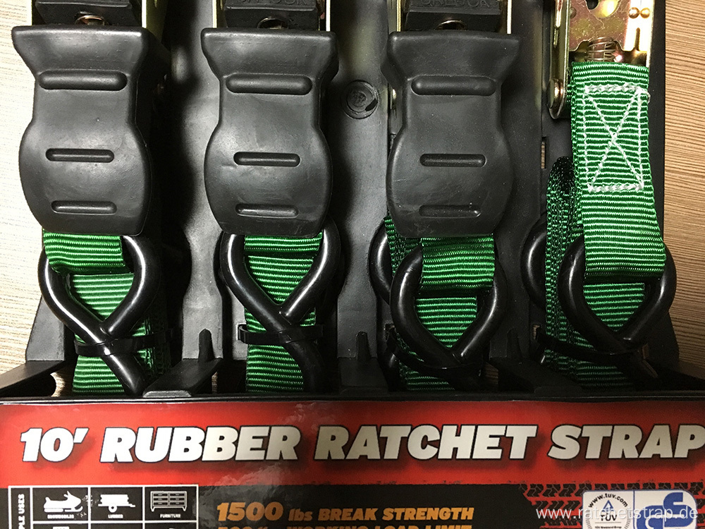 Packaged Rubber Handle Ratchet Tie Down Green Lashing Strap with 680KGS