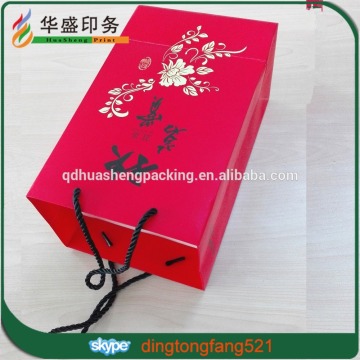 New style beautiful custom design emboss logo hot stamping red packaging bag Gift paper bag