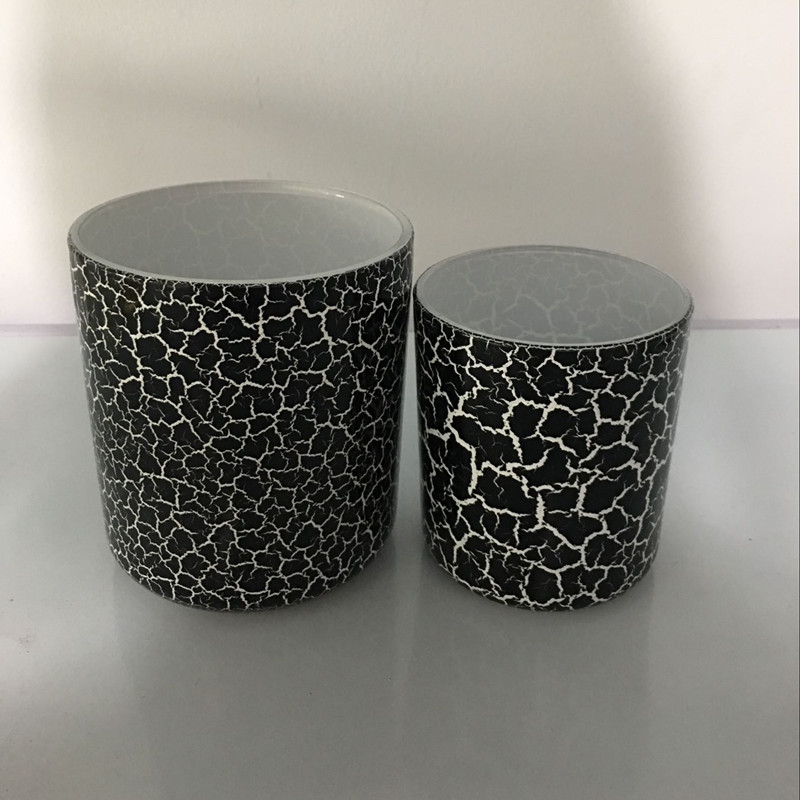 Crackled Effect Glass Candle Jars