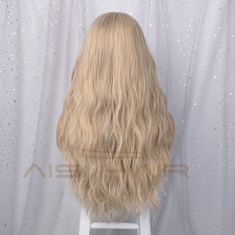 Aisi Hair Top Quality 24 Inch Long Wavy Blonde Swiss Lace Wigs Body Wave Synthetic Lace Frontal Hair Wigs For Black Women