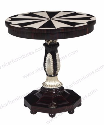 Arabic round black and white coffee table / contemporary end table