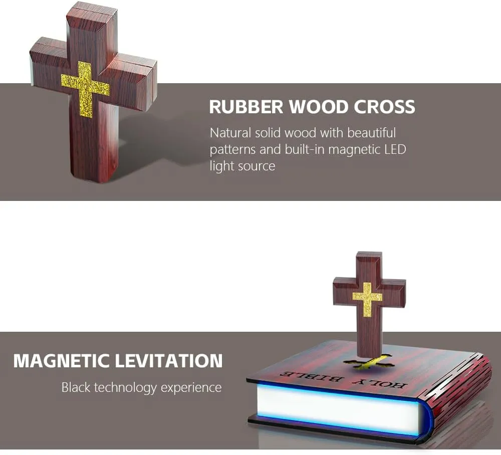Holy Nightlight: Magnetic Levitating Cross Decor for Peaceful Spaces
