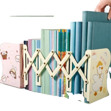 Book stand retractable book retainer folding bookshelf
