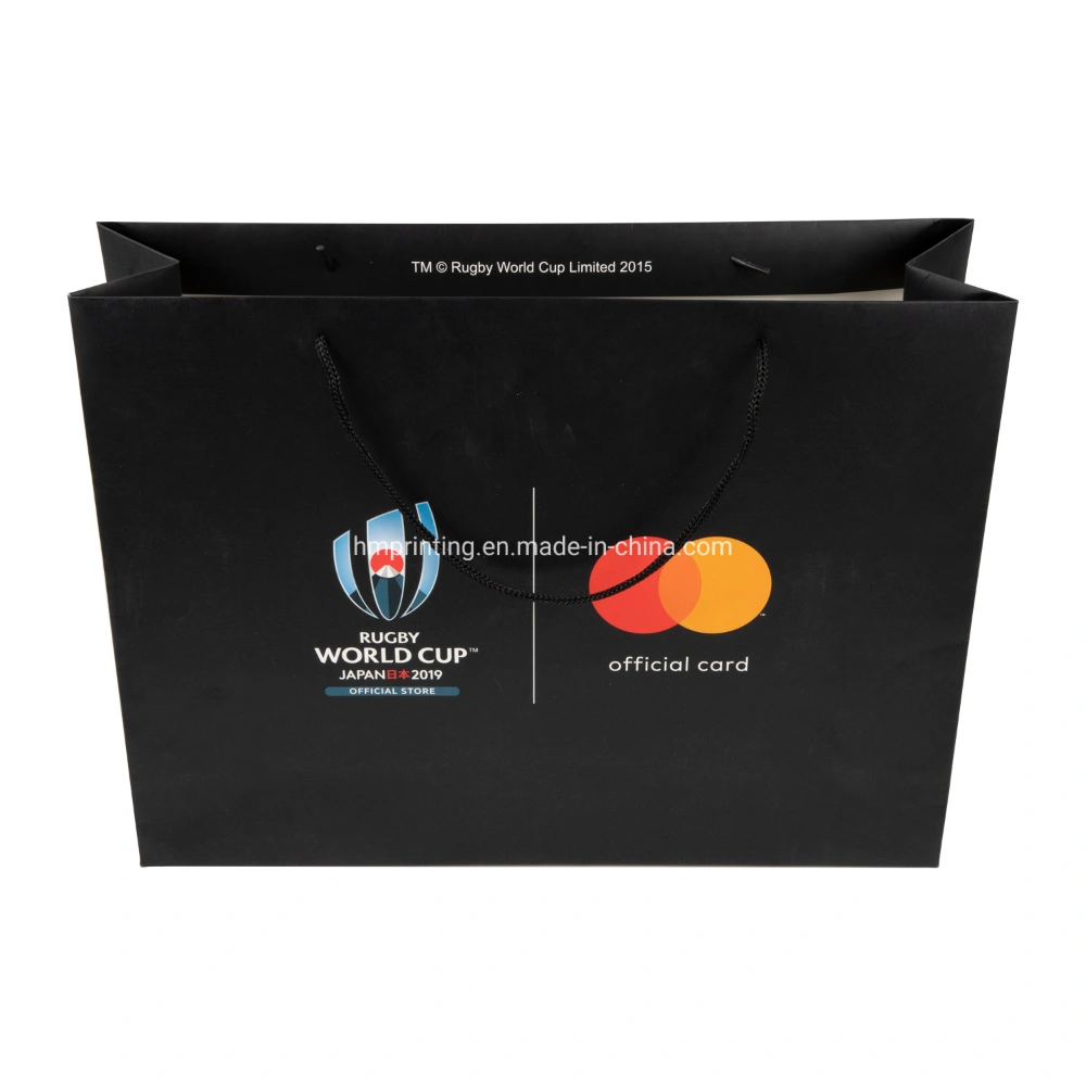 Wholesale Luxury Large Black Logo Custom Cardboard Gift Shopping Paper Bag Packaging for Garment