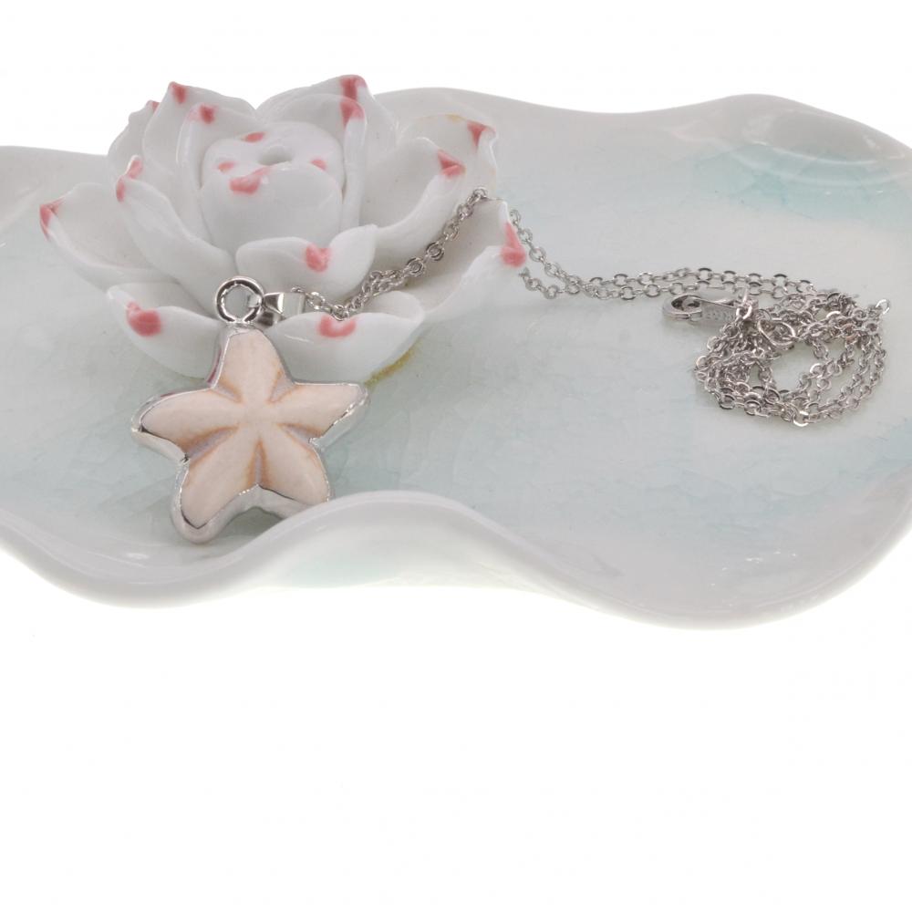 Collier pendentif étoile de mer Howlite turquoise or enveloppé pour femme