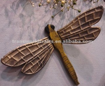 wooden dragonfly for garden decoration