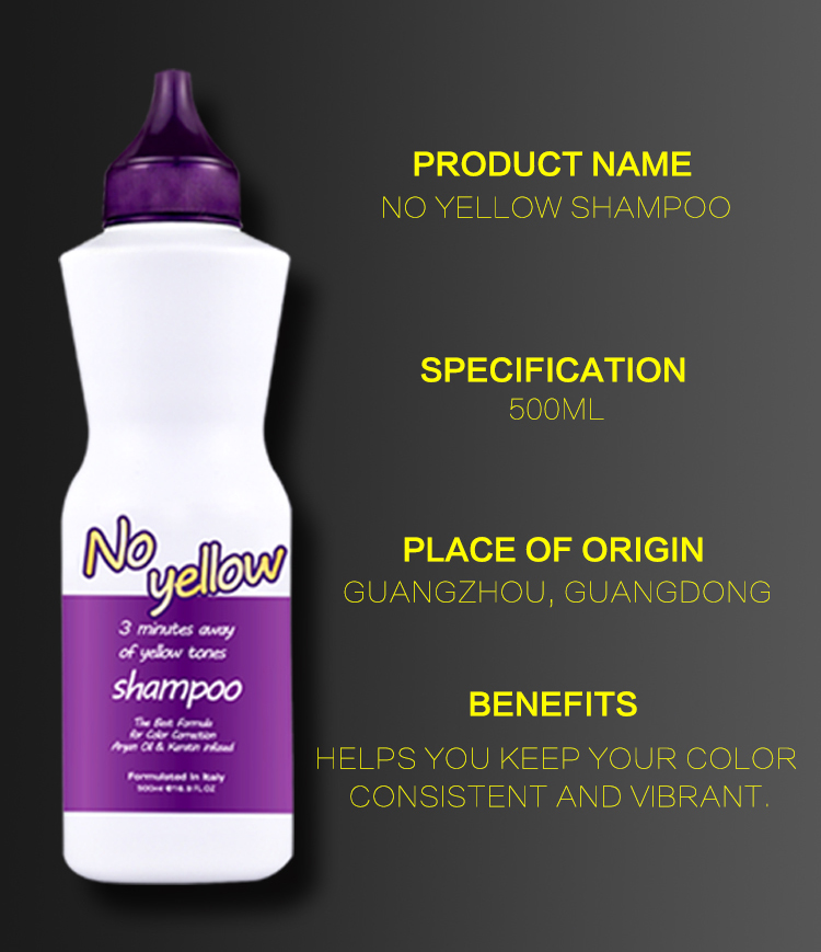 NO YELLOW SHAMPOO with argan oil infused lift up to 9 levels