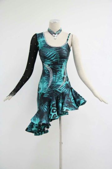 Green latin dancesport costume